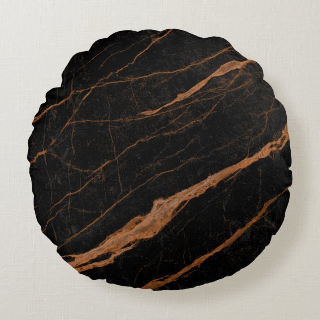 natural black emperador marble texture background  round pillow (Front)