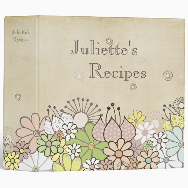 Natural Blossoms Personalized Recipe Book Binder (Front/Spine)