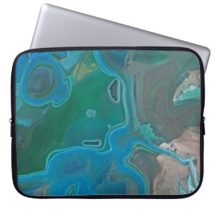 Natural Blue Green Swirl Pattern Photo Gemstone Laptop Sleeve