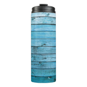 Natural blue wood, textured background. thermal tumbler