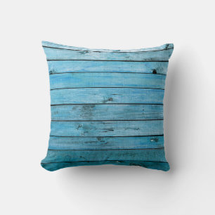 Natural blue wood, textured background. throw pillow