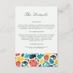 Natural Blue Yellow Watercolor Sunflowers Wedding Enclosure Card