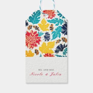 Natural Blue Yellow Watercolor Sunflowers Wedding Gift Tags