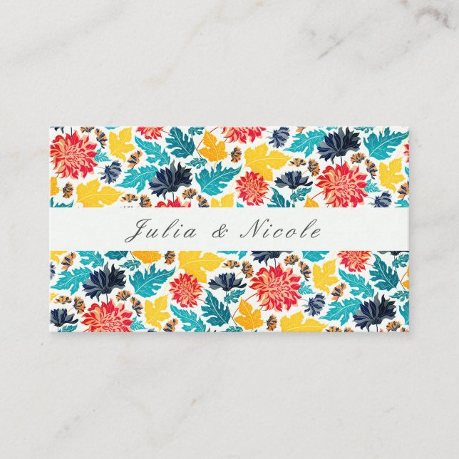 Natural Blue Yellow Watercolor Sunflowers Wedding Place Card (Front)
