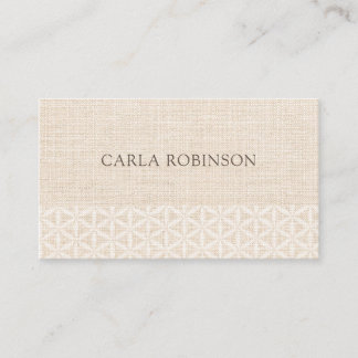 Natural Boho chic, Beige & White, Flower of life Business Card