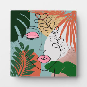 Natural Boho tropical illustration  Plaque
