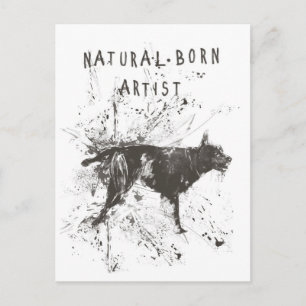 natural born artist (black and white) postcard