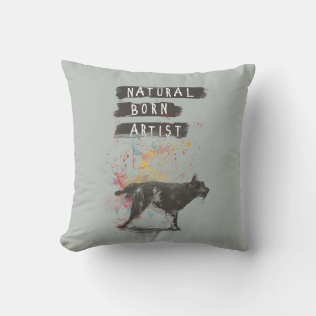 natural born artist throw pillow (Front)