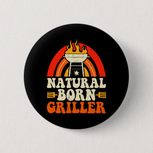 Natural Born Griller Retro Bbq Smoke Master 2 Inch Round Button
