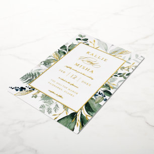 Natural Botanic Foliage Frame Emerald Wedding