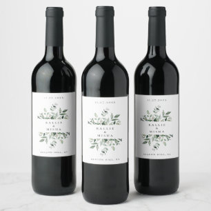 Natural Botanic Foliage Frame Wine Label