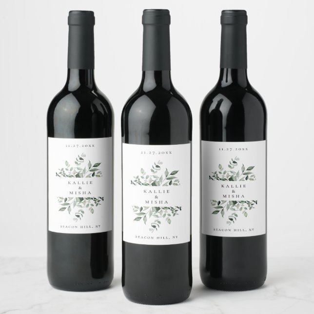 Natural Botanic Foliage Frame Wine Label (Bottles)
