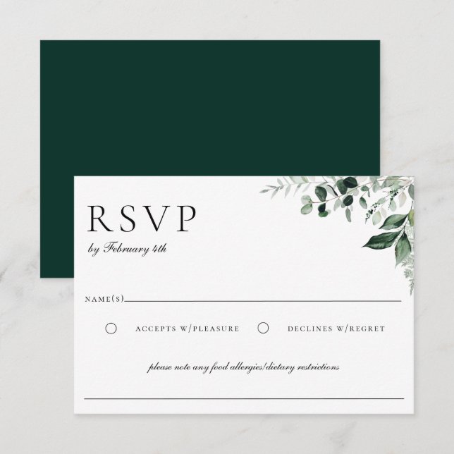Natural Botanic Greenery RSVP Card (Front/Back)
