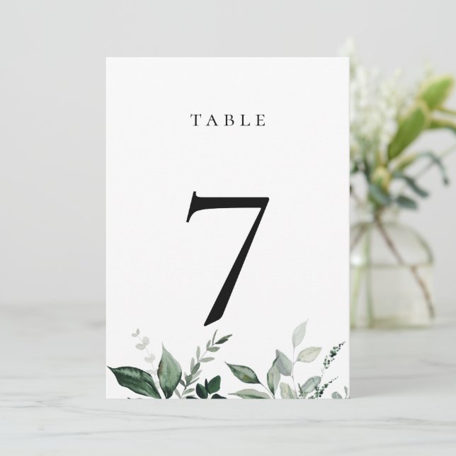 Natural Botanic Greenery Table Number Card (Standing Front)