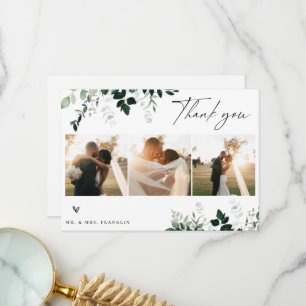 Natural Botanic Greenery Wedding Photo Thank You