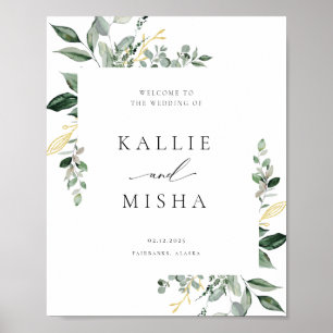 Natural Botanic Greenery Wedding Poster