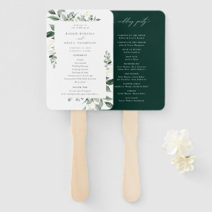 Natural Botanic Greenery Wedding Program Hand Fan