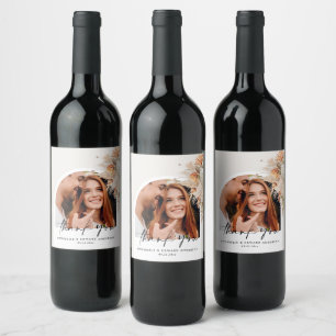 Natural botanical arch photo modern pampas wine label