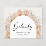 Natural botanical elegant pampas wedding details<br><div class="desc">Modern bohemian terracotta pampas grass botanical stylish wedding details card.</div>