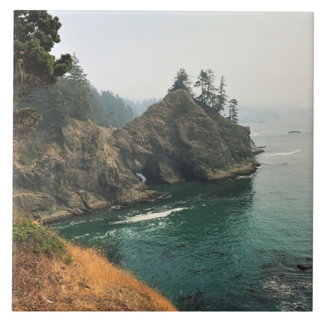 Natural Bridge, Thunder Rock Cove, Oregon Tile (Front)