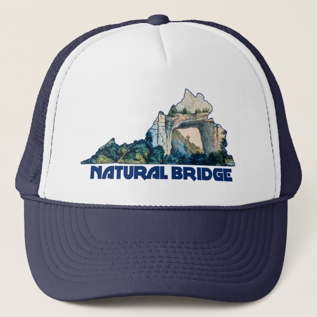 Natural Bridge Virginia State Map Trucker Hat (Front)