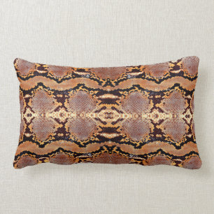 Natural Brown Boa Constrictor Exotic Snakeskin Lumbar Pillow