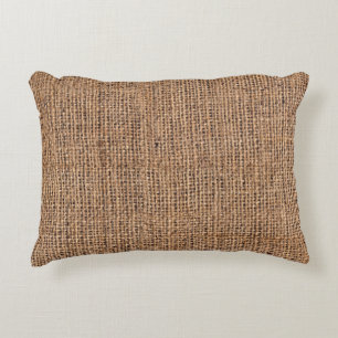 Natural Brown Burlap Canvas Coarse Grunge Backgrou Accent Pillow