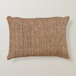 Natural Brown Burlap Canvas Coarse Grunge Backgrou Accent Pillow