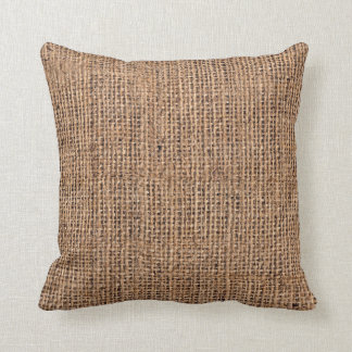 Natural Brown Burlap Canvas Coarse Grunge Backgrou Throw Pillow