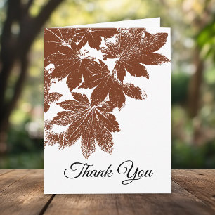 Natural Brown Fall Leaves Sympathy Thank You Card