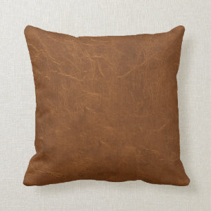 Natural Brown Leather look Throw Pillow