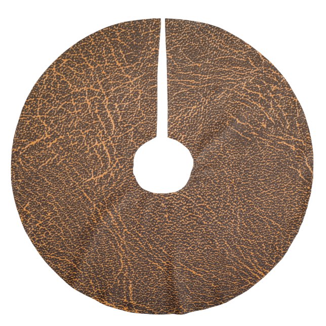 Natural Brown Leather: Textured Background Brushed Polyester Tree Skirt (Front)