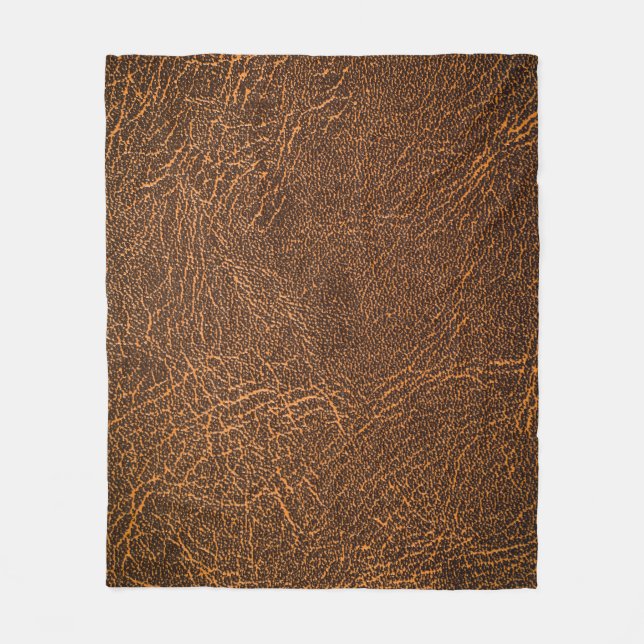 Natural Brown Leather: Textured Background Fleece Blanket (Front)
