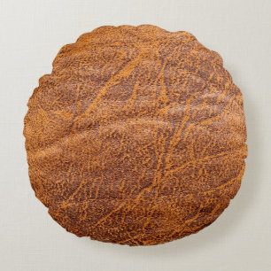Natural brown leather texturetexture, leather, ski round pillow