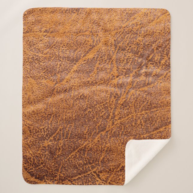 Natural brown leather texturetexture, leather, ski sherpa blanket (Front)
