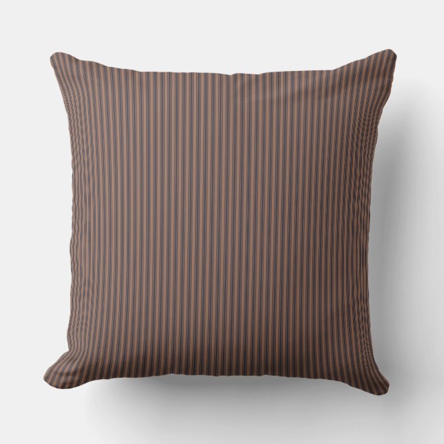 Natural Brown Ticking Stripe Throw Pillow (Front)