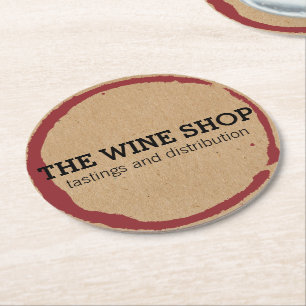 Natural Brown Wine Stains Round Paper Coaster