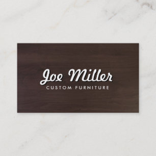 Natural Brown Wood with Stylized Text Business Card