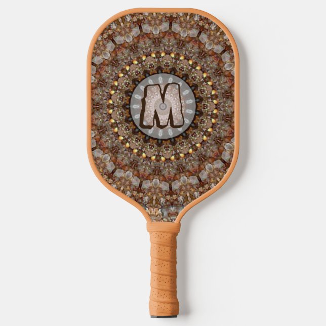 Natural Browns Mandala Pattern Pickleball Paddle (Front)