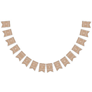 Natural Burlap Solid Colour Trend Bunting Flags