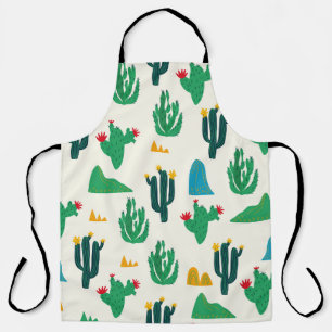 Natural Cactus: Folk Art Seamless. Apron