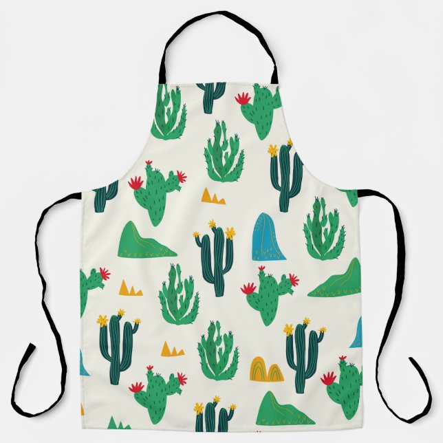 Natural Cactus: Folk Art Seamless. Apron (Front)