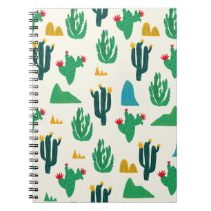 Natural Cactus: Folk Art Seamless. Notebook