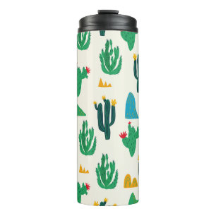 Natural Cactus: Folk Art Seamless. Thermal Tumbler