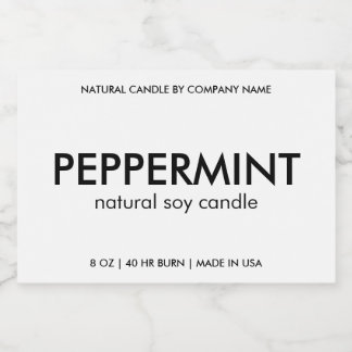 Natural Candle Product Label For Home Business