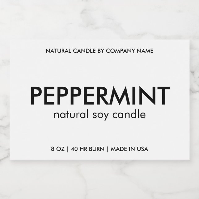Natural Candle Product Label For Home Business (Single Label)