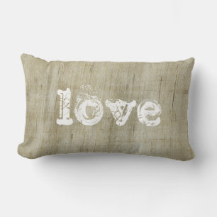 Natural Canvas Sack with message LOVE Lumbar Pillow