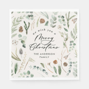 Natural Christmas minimal elegant botanical Napkin