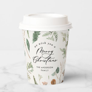 Natural Christmas minimal elegant botanical Paper Cups