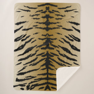 Natural-colored tiger pattern sherpa blanket